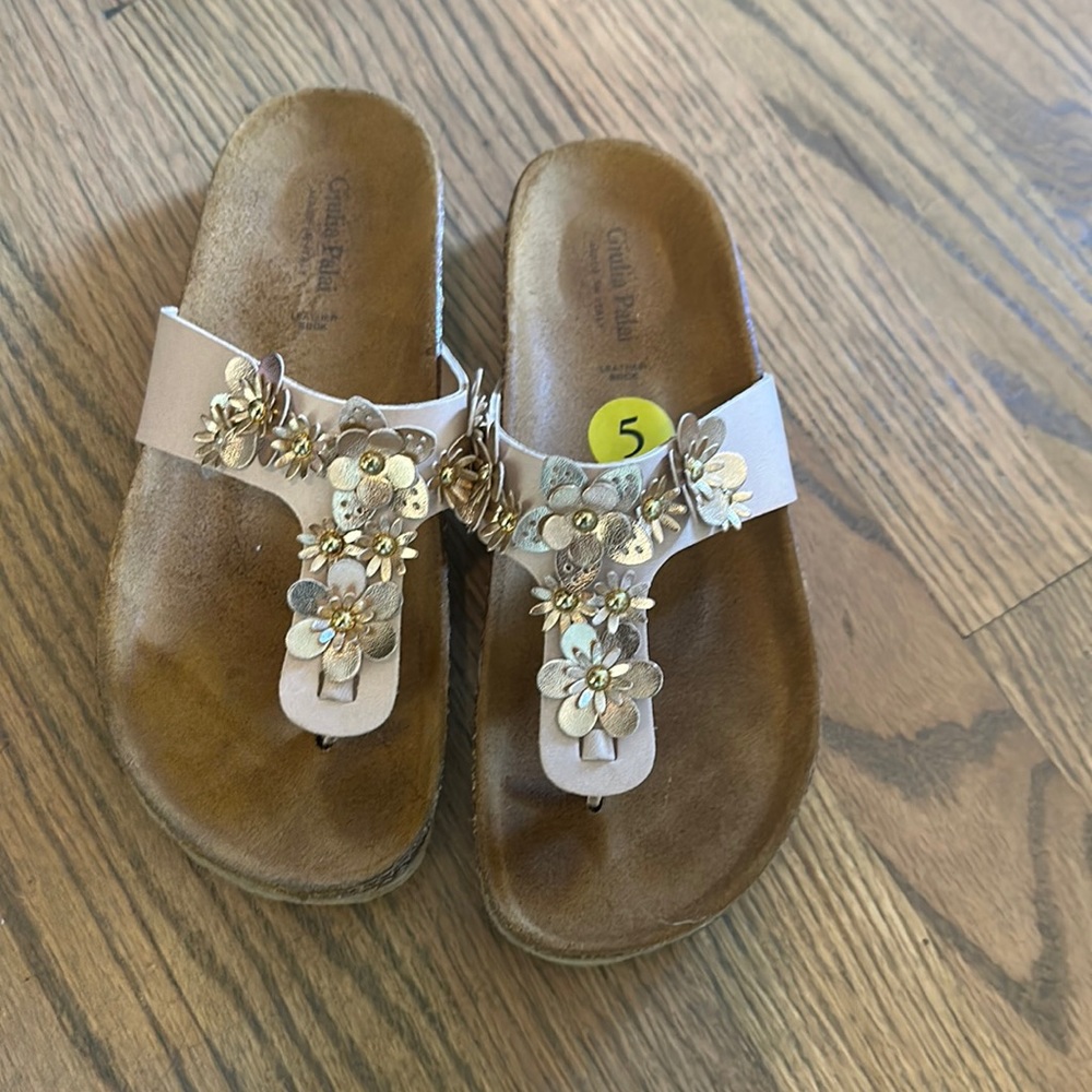 Golden slip on sandal